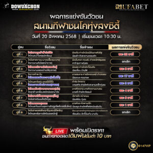 ผลแข่งขันวัวชน20-08-68