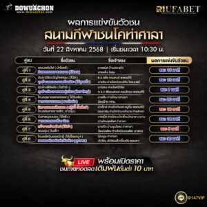 ผลแข่งขันวัวชน22-08-68