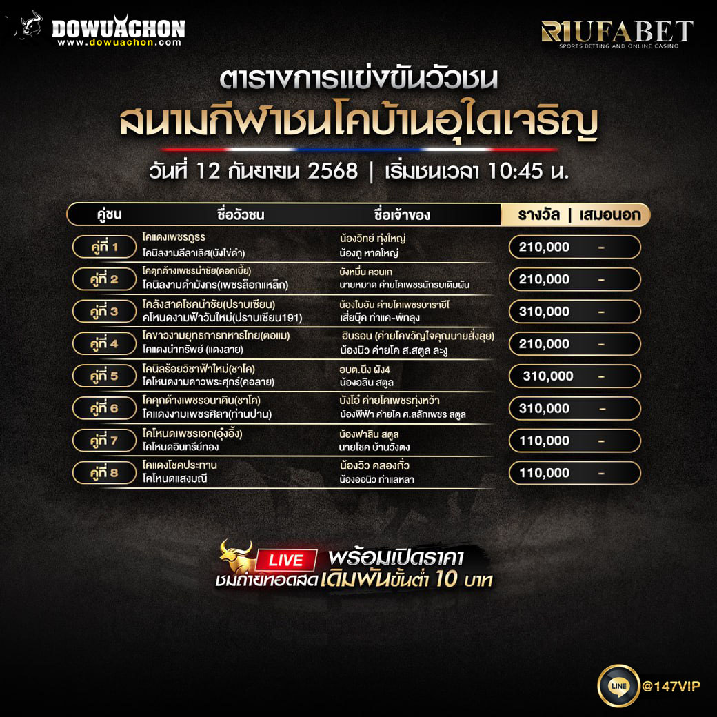 ตารางวัวชน 12-9-68