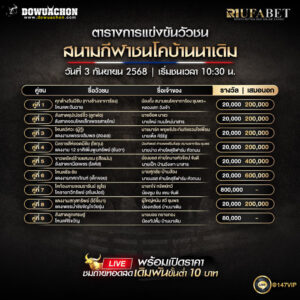 ตารางวัวชน 3-09-68
