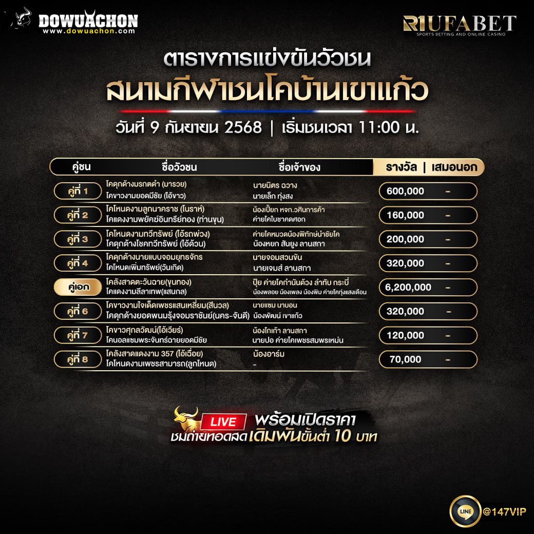 ตารางวัวชน09-09-68