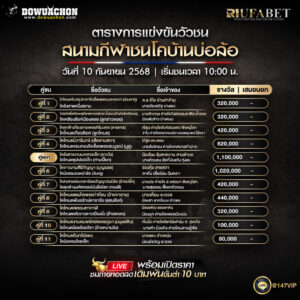 ตารางวัวชน10-09-68