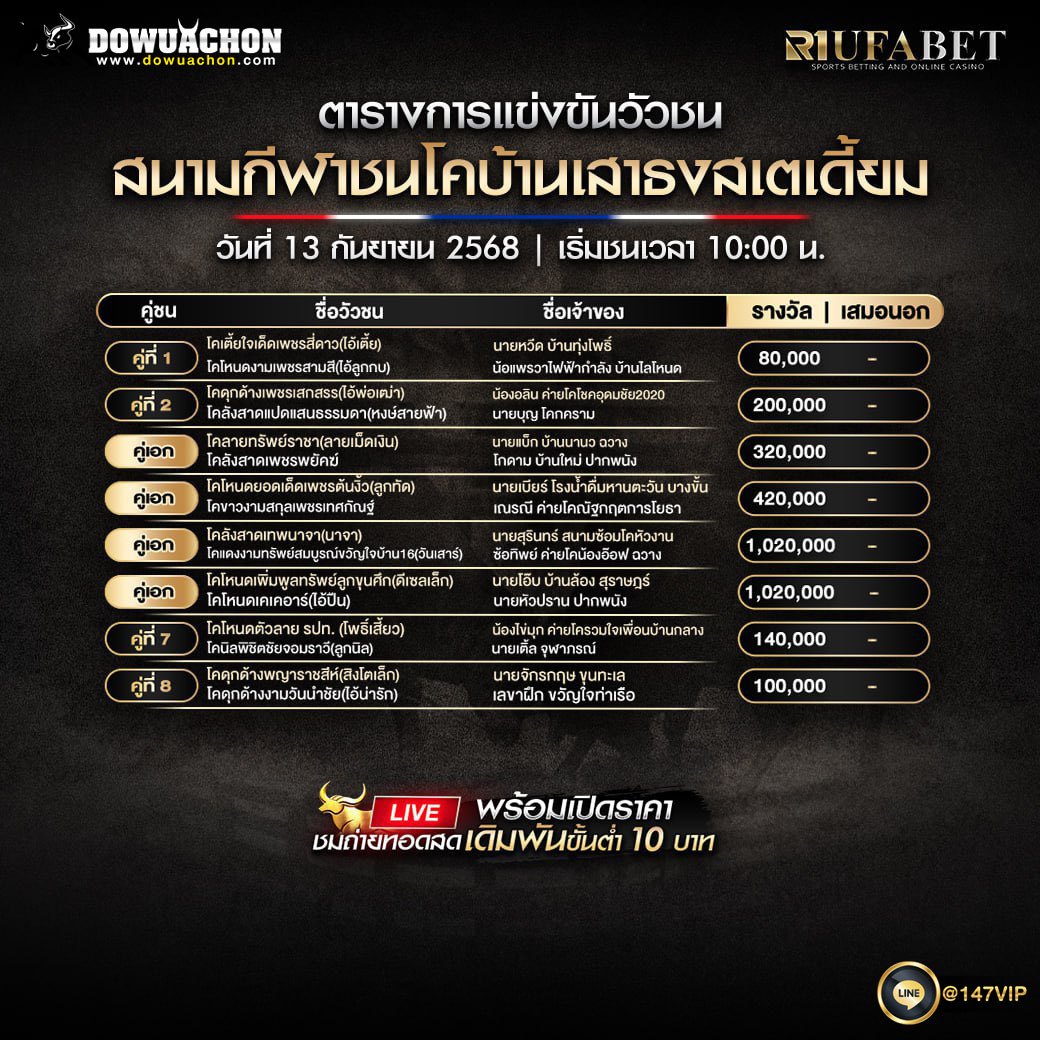 ตารางวัวชน13-09-68