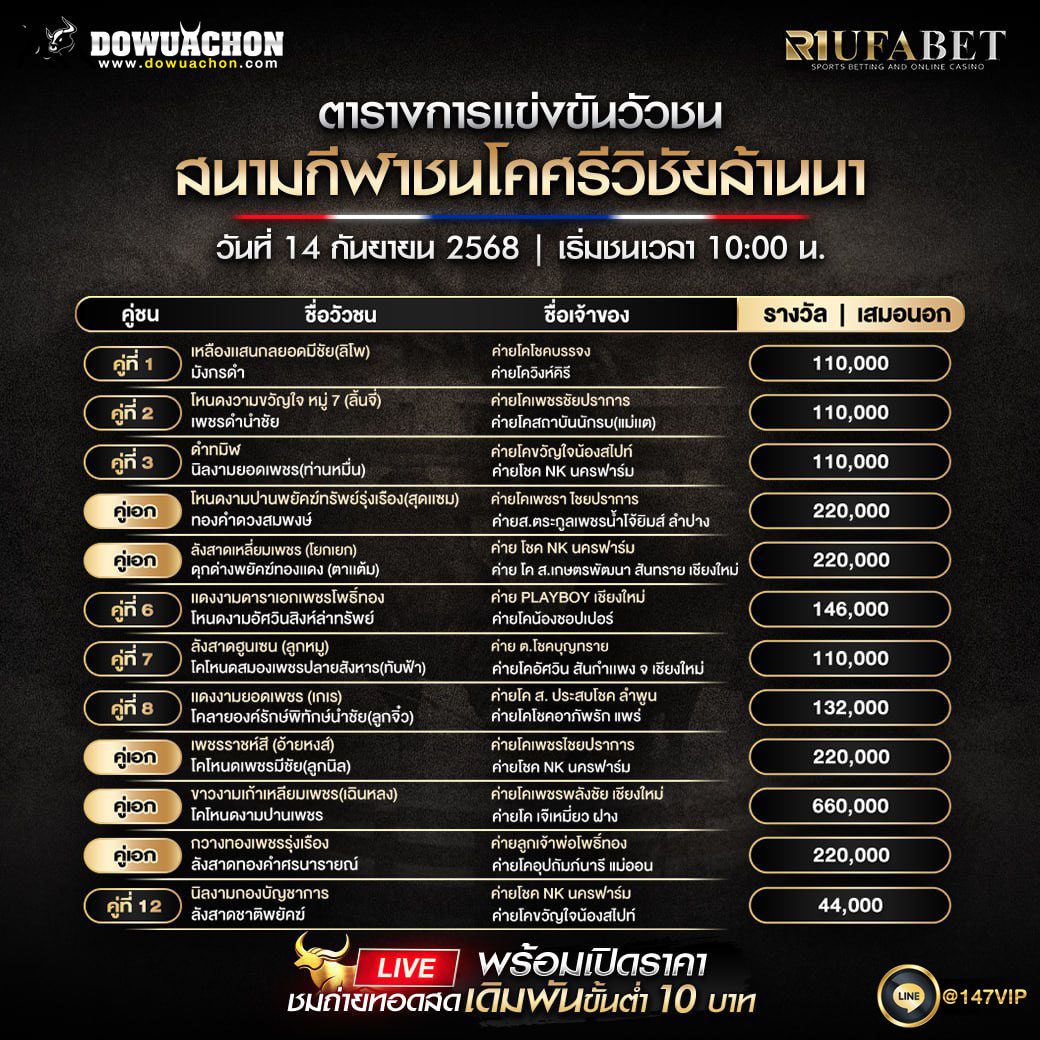 ตารางวัวชน14-09-68