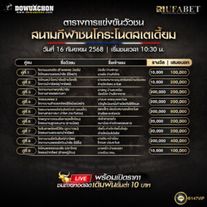 ตารางวัวชน16-09-68