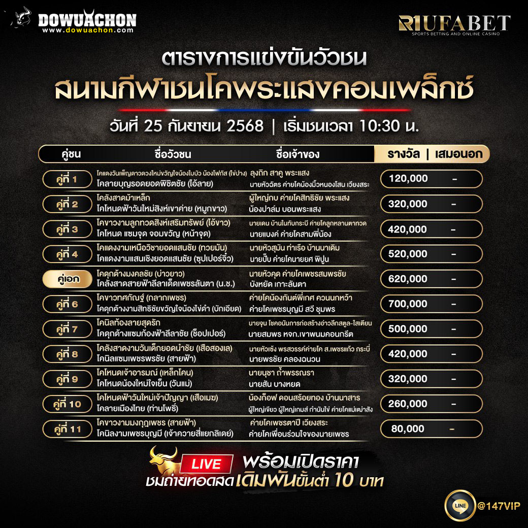 ตารางวัวชน25-09-68