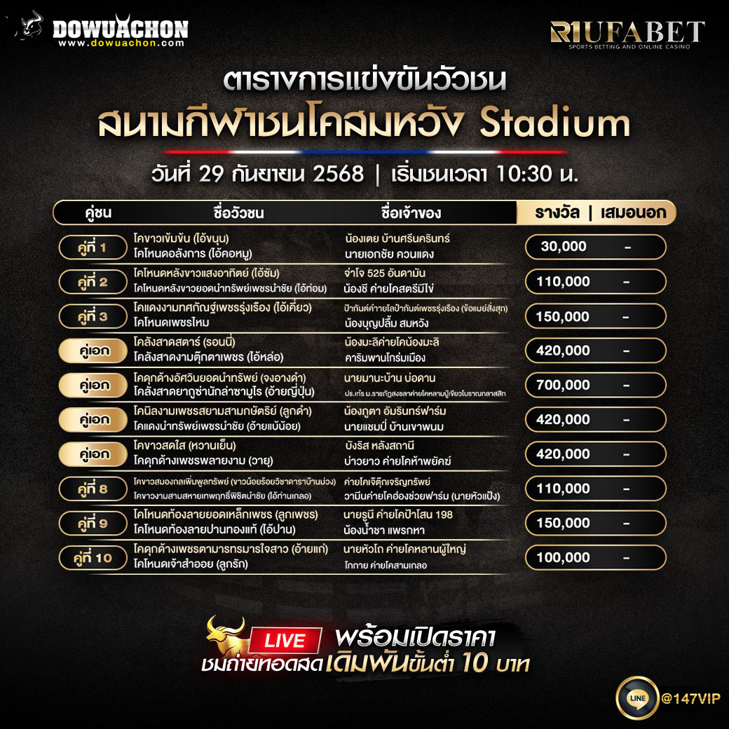 ตารางวัวชน29-9-68