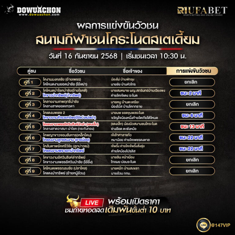ผลแข่งขันวัวชน 16-9-68