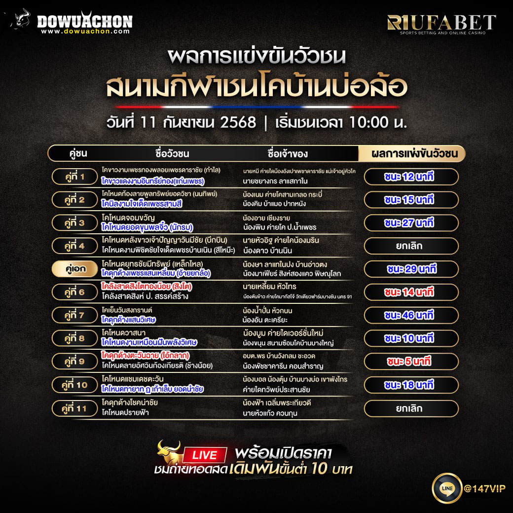 ผลแข่งขันวัวชน11-09-68