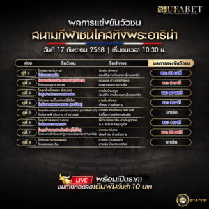 ผลแข่งขันวัวชน17-09-68