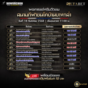 ผลแข่งขันวัวชน18-09-68