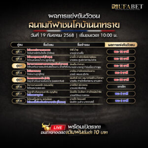 ผลแข่งขันวัวชน20-09-68