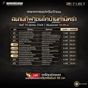 ตารางวัวชน 10-10-68