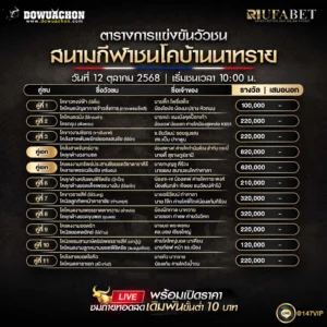 ตารางวัวชน 12-10-68