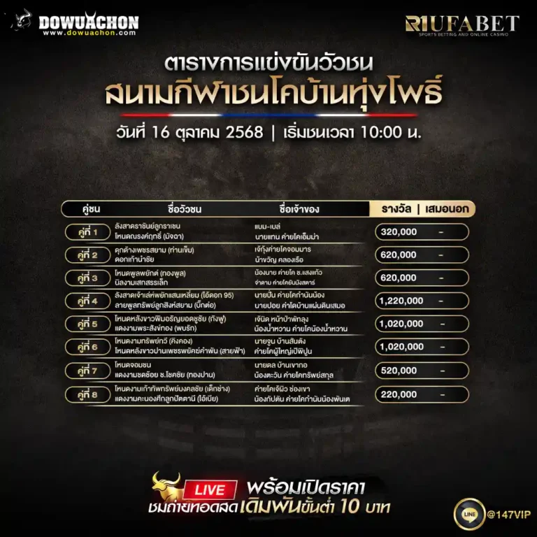 ตารางวัวชน 16-10-68