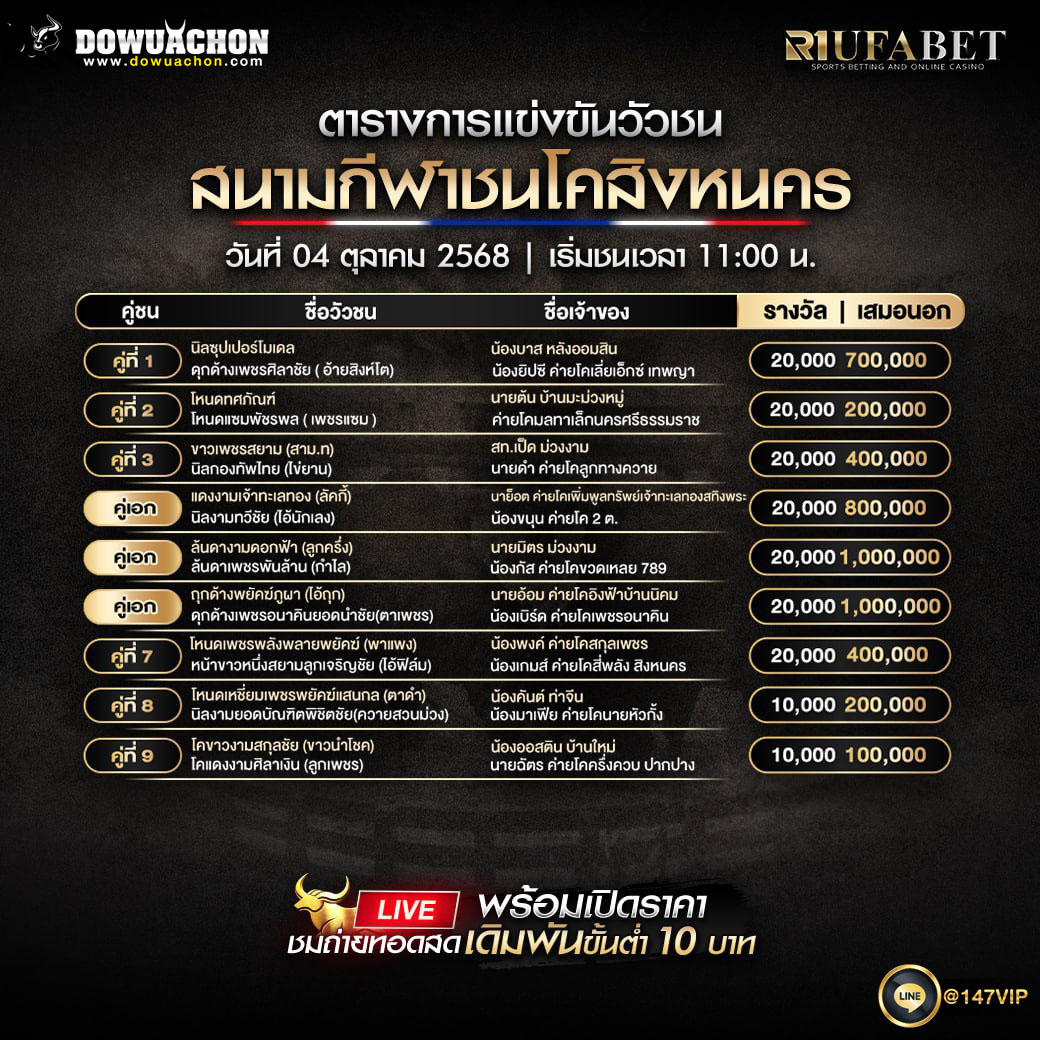 ตารางวัวชน 4-10-68