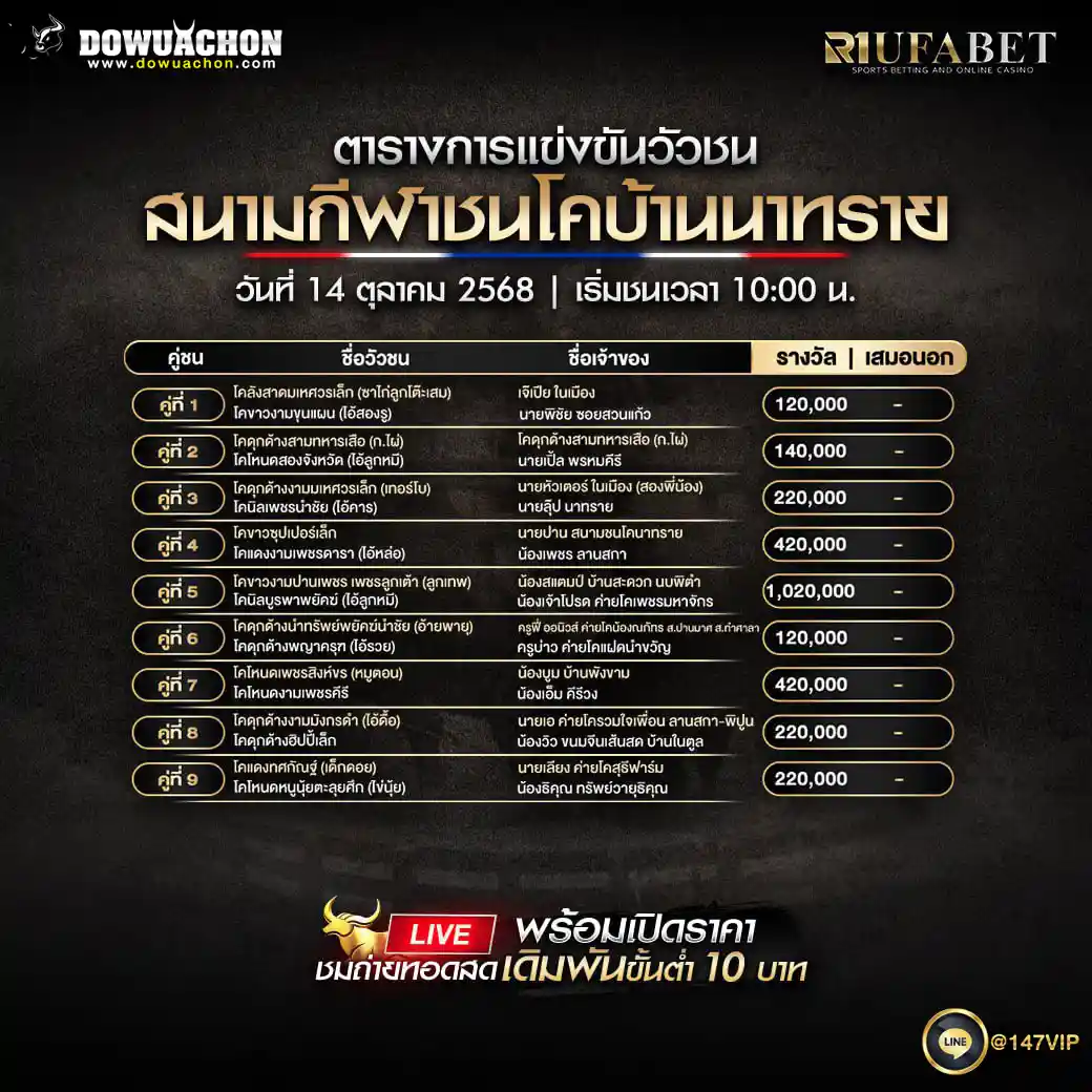 ตารางวัวชน14-10-68