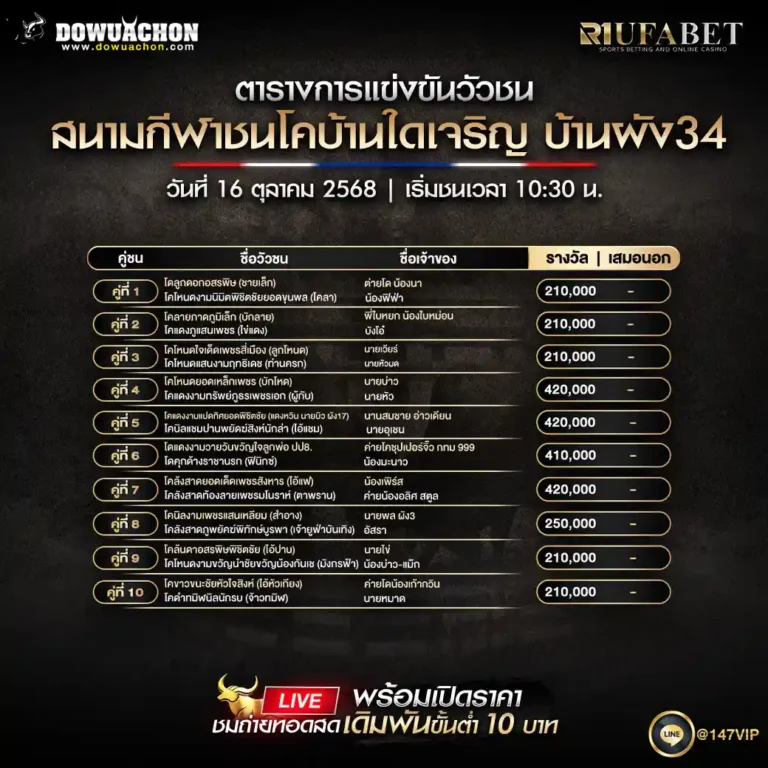 ตารางวัวชน16-10-68