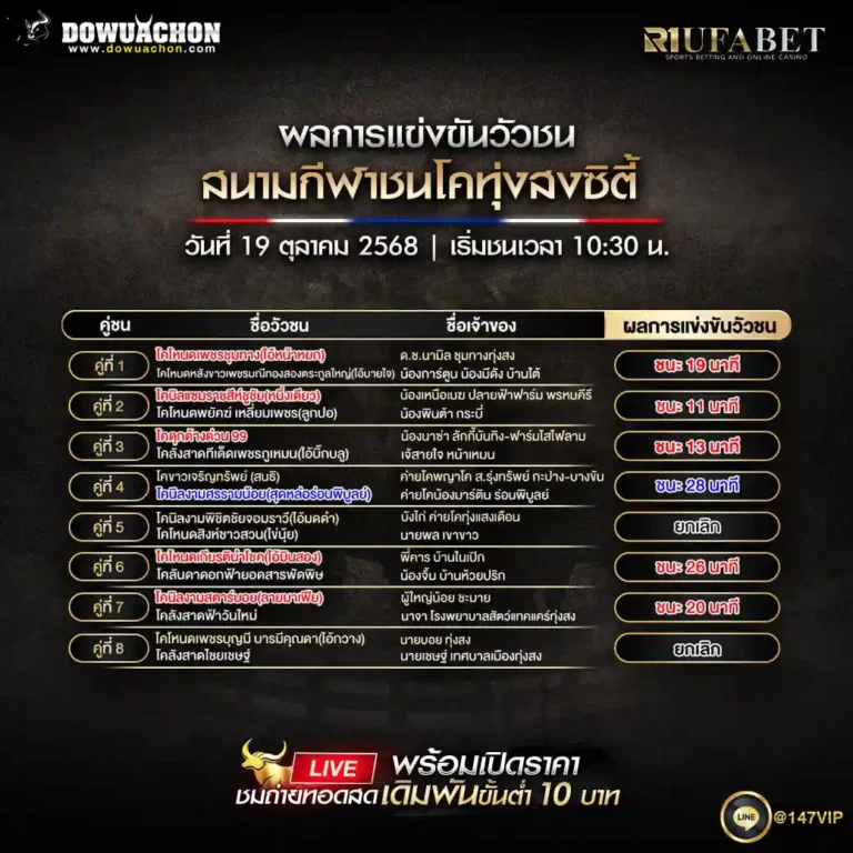 ผลแข่งขันวัวชน 19-10-68