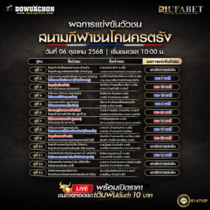 ผลแข่งขันวัวชน 6-10-68