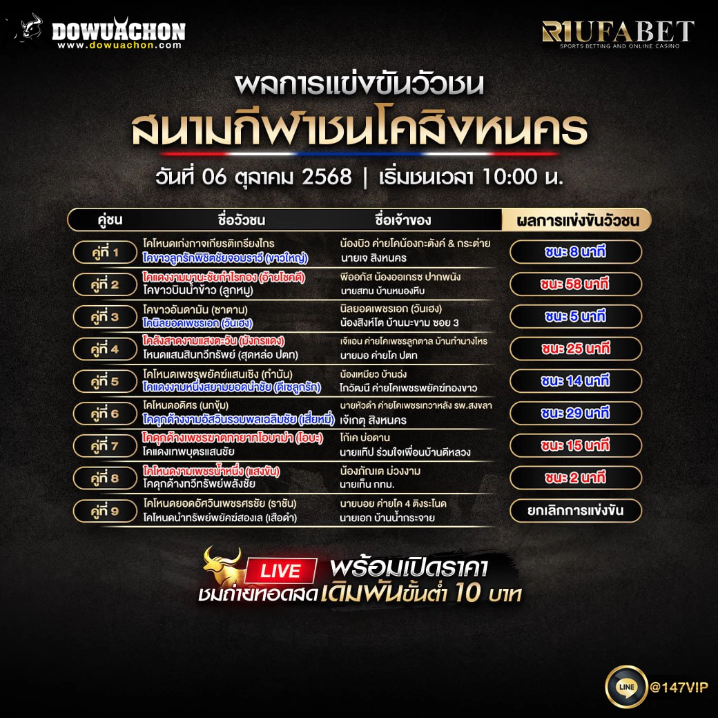 ผลแข่งขันวัวชน06-10-68
