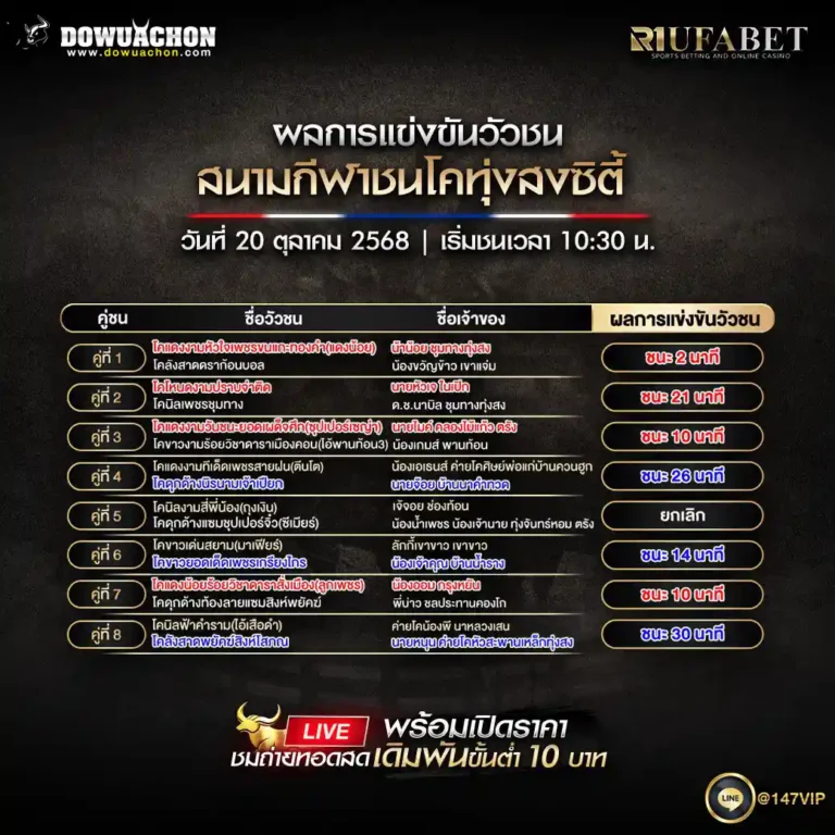 ผลแข่งขันวัวชน20-10-68
