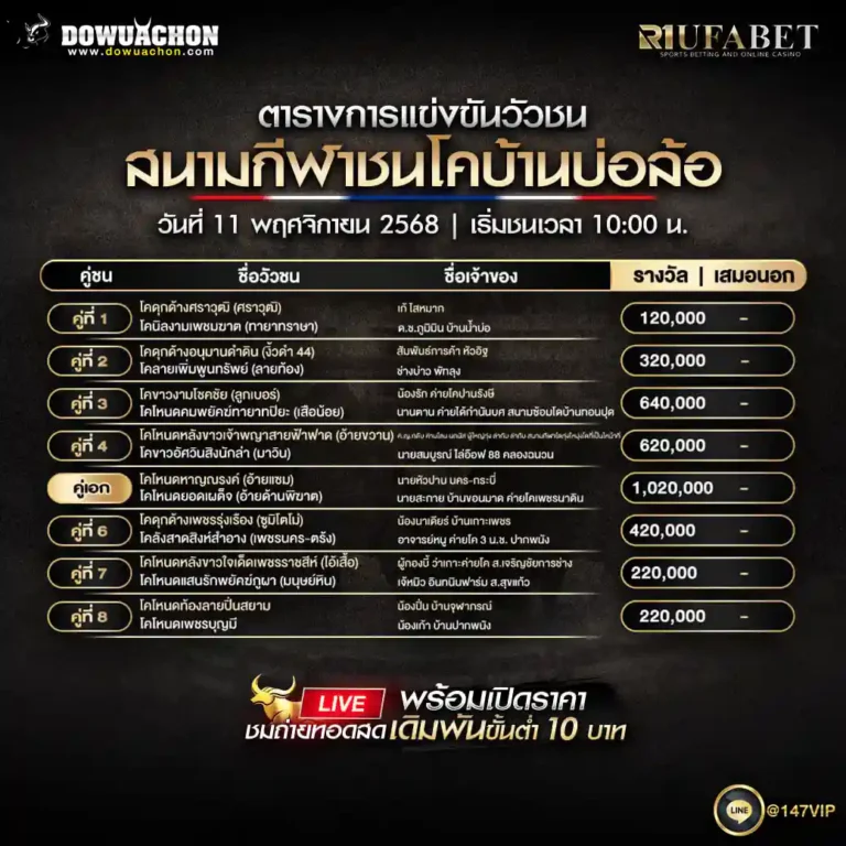 ตารางวัวชน 11-11-68