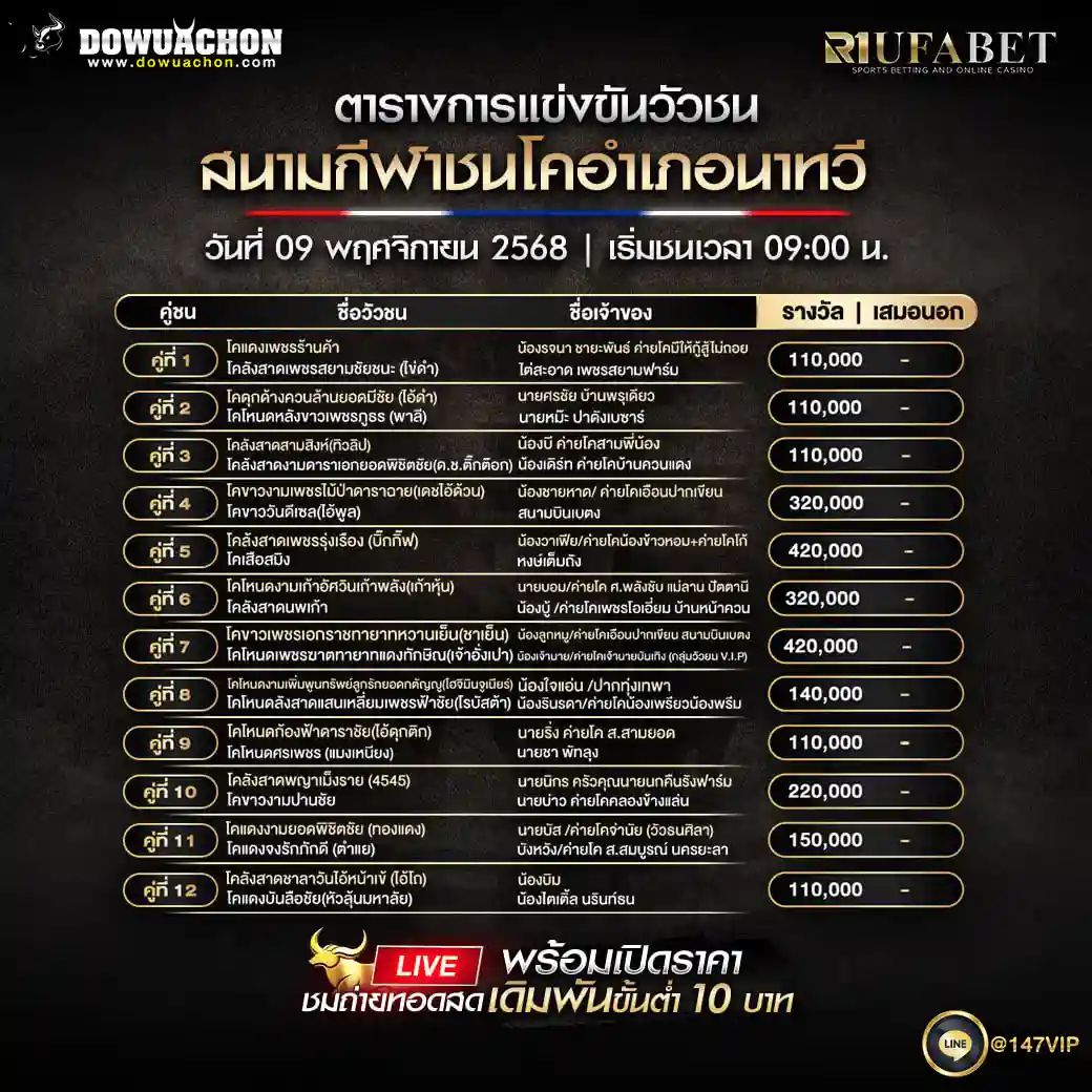 ตารางวัวชน09-11-68