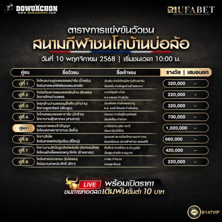 ตารางวัวชน10-11-68