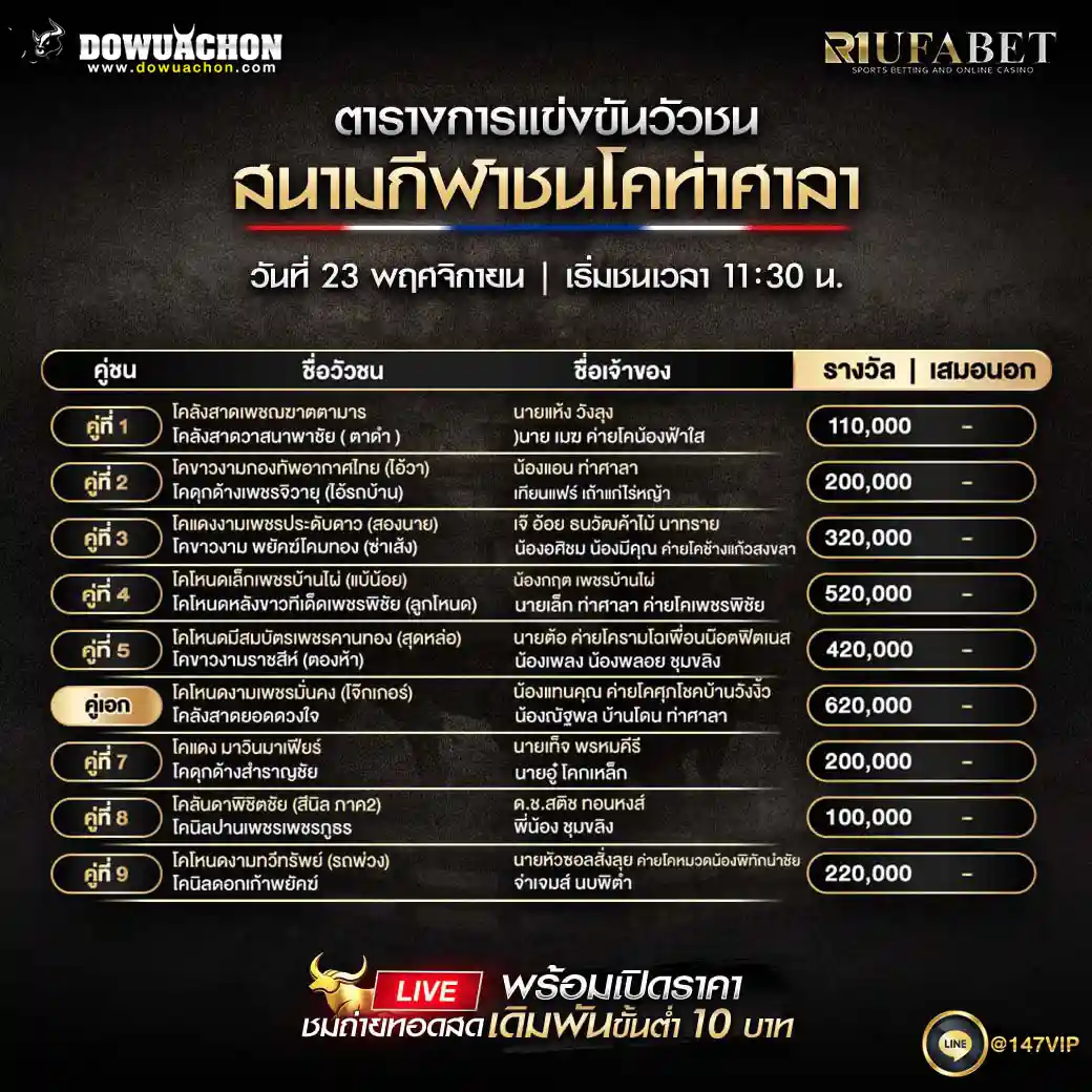 ตารางวัวชน23-11-68