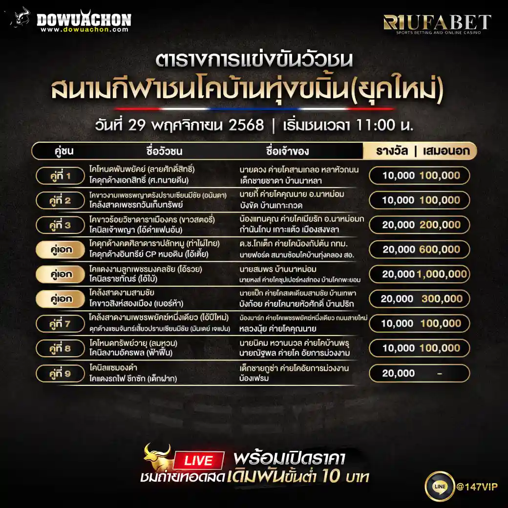 ตารางวัวชน29-11-68