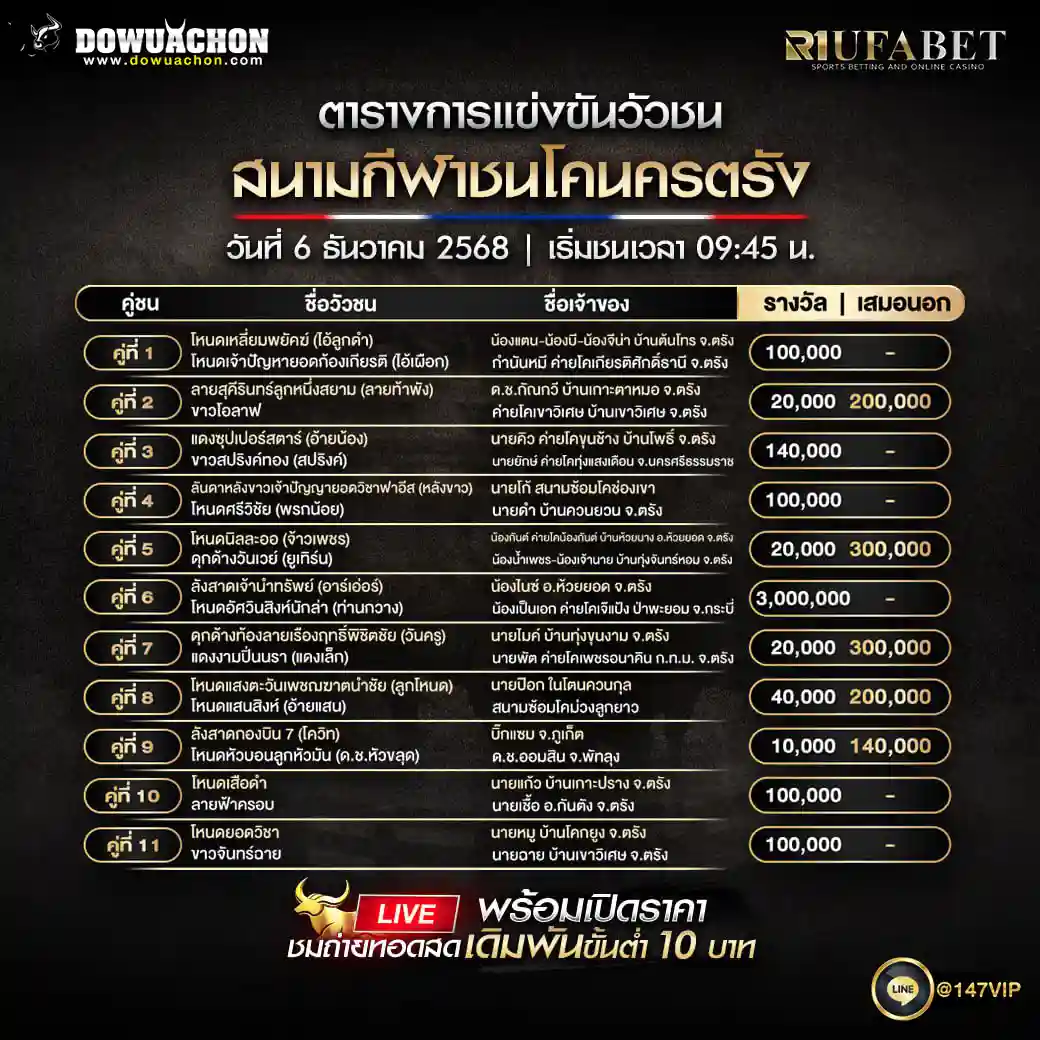 ตารางวัวชน 05-12-68