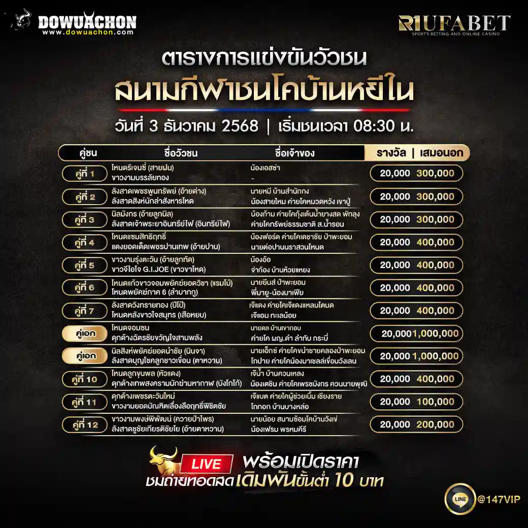 ตารางวัวชน03-12-68