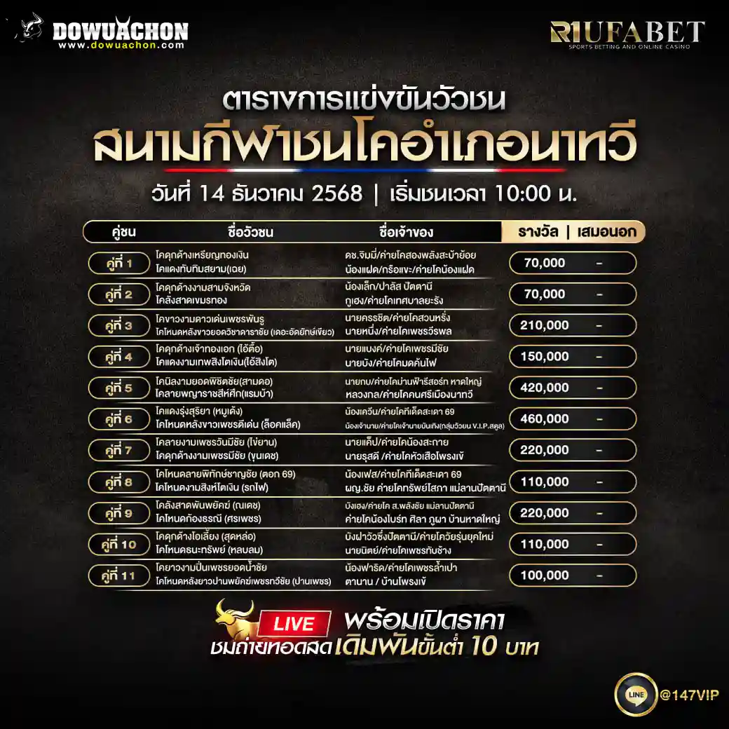 ตารางวัวชน14-12-68