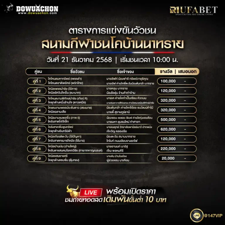 ตารางวัวชน21-12-68