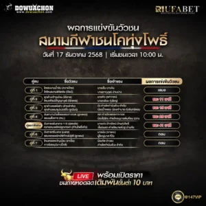 ผลการแข่งขันวัวชน17-12-68