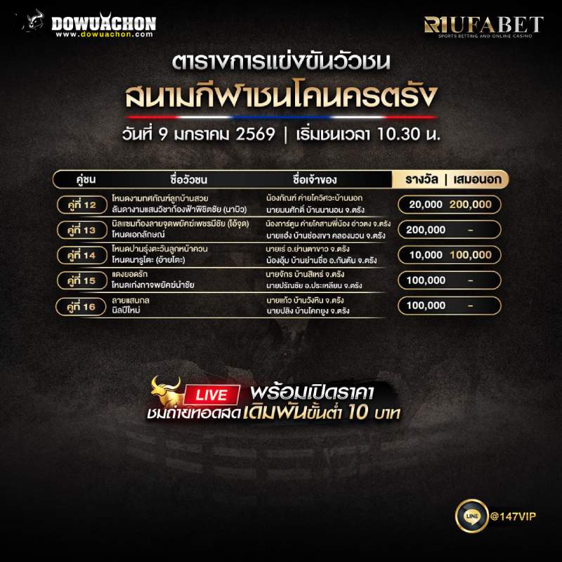 ตารางวัวชน8-01-69