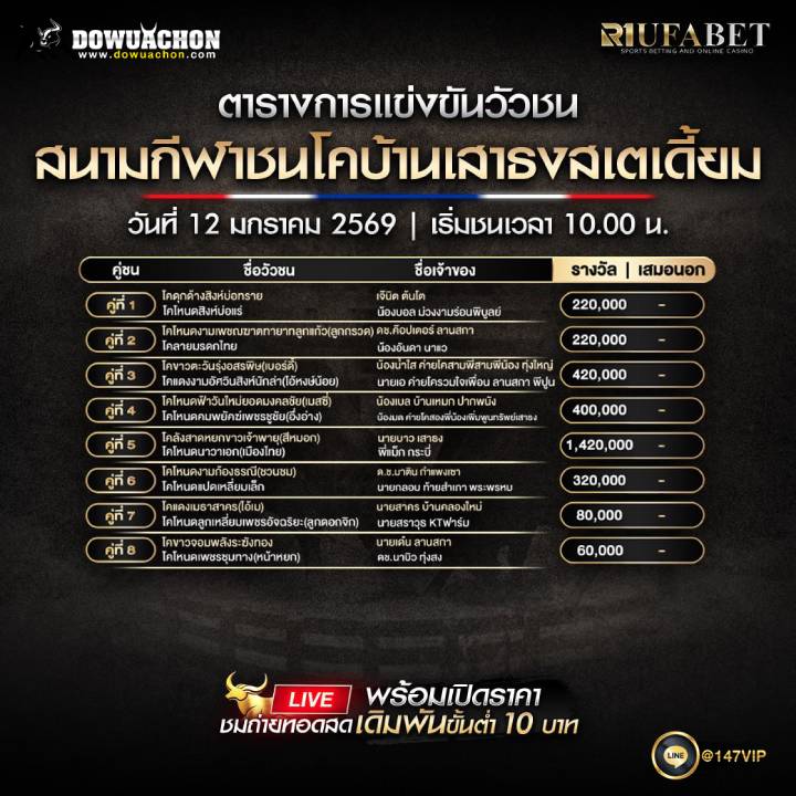 ตารางวัวชน12-01-69