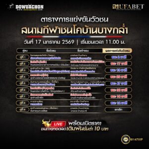 ผลการแข่งขันวัวชน17-01-69 ศึกวัวชนเดือดบ้านบางกล่ำ