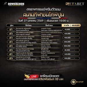 ตารางวัวชน27-01-69 สนามกีฬาชนโคพิปูน