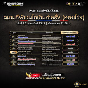 ผลการแข่งขันวัวชน15-2-69 สนามกีฟ้าชนโคบ้านท่าหรั่ง (หอยโข่ง)